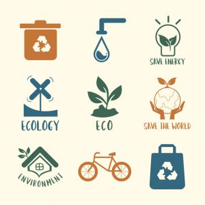 Environmental conservation symbol set illustration
